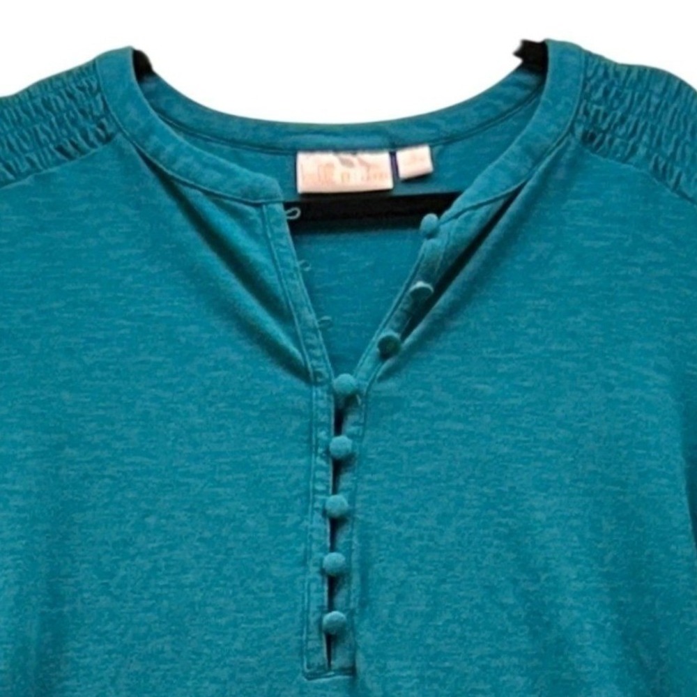 Belle by Kim‎ Gravel Tunic Top Teal 1X - Picture 3 of 13